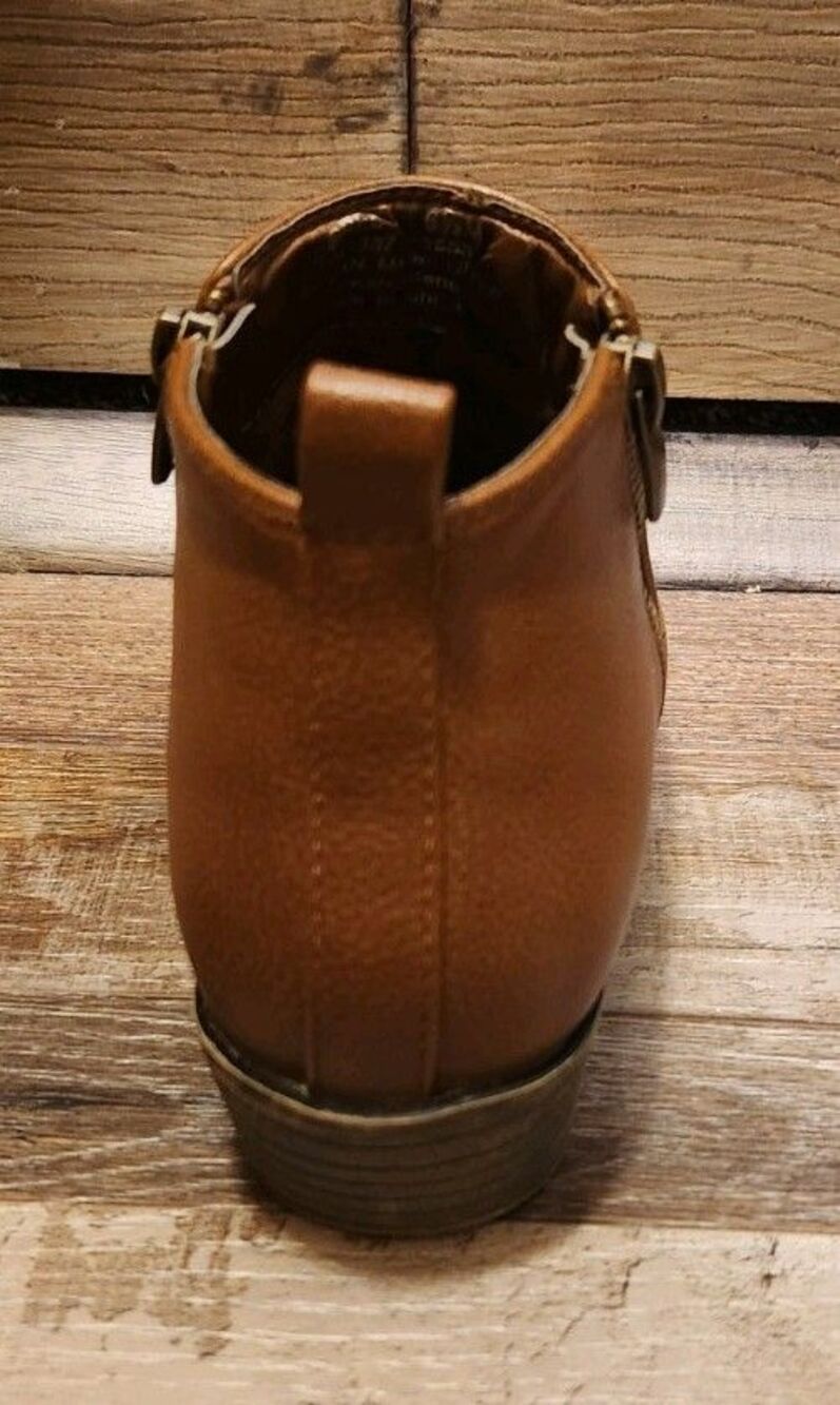 Ladies Size 6.5 Jessica Cline Zip Up Ankle Boots Brown Faux Leather. - Picture 7 of 10